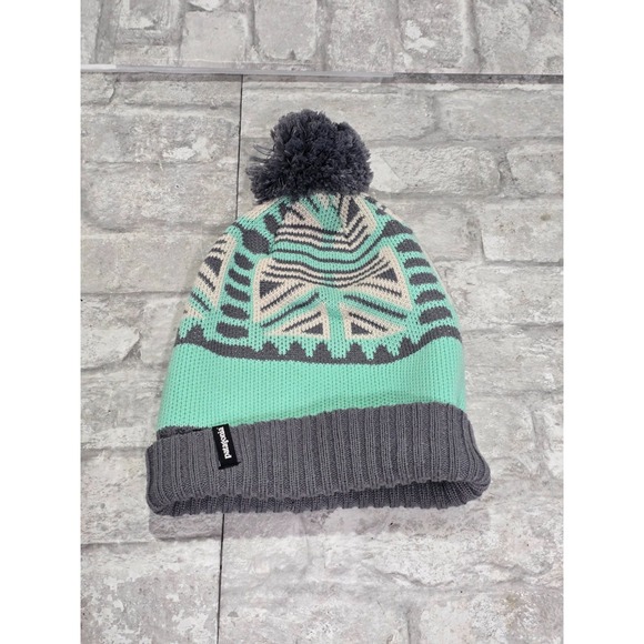 Patagonia Kids Powder Town Beanie Snow Beam Nouveau Green One Size - Picture 6 of 9